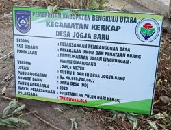 Diduga Asal Jadi, Proyek Jalan Lingkungan Desa Jogja Baru Kecamatan Kerkap Sarat Masalah dan Patut Dipertanyakan